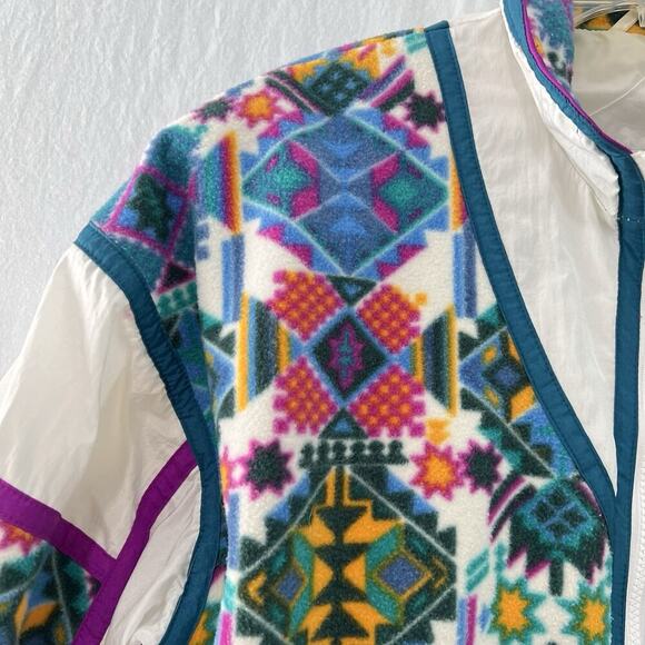 Vintage East West Snow Jacket Medium Aztec Southwestern 90s Full Zip Lined Puff - Picture 4 of 16
